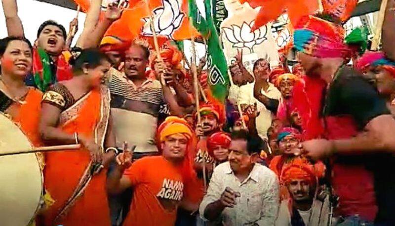 BJP Supporters celebrate their massive win in West Bengal
