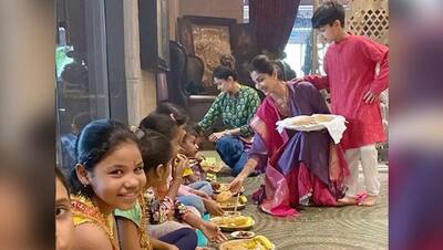 शिल्पा शेट्ठी ने करवाया कन्या भोज, थाली में परोसी देवी मां की पसंदीदा 3 चीजें
