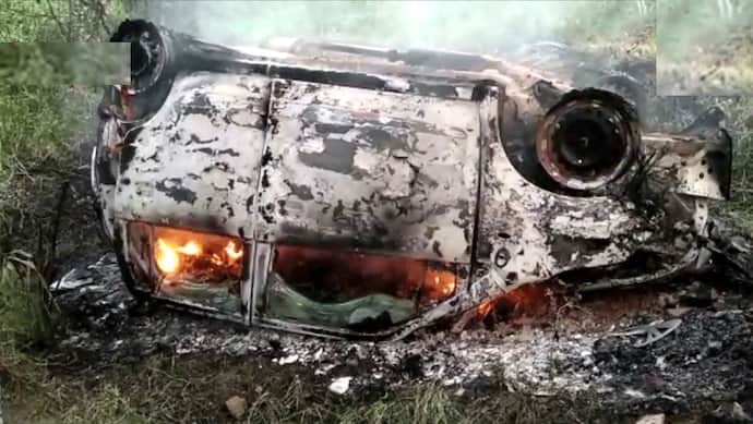 तेज रफ्तार में आग का गोला बनी चलती कार, चंद पलों में जिंदा जलकर मर गए उसमें बैठे 2 युवक