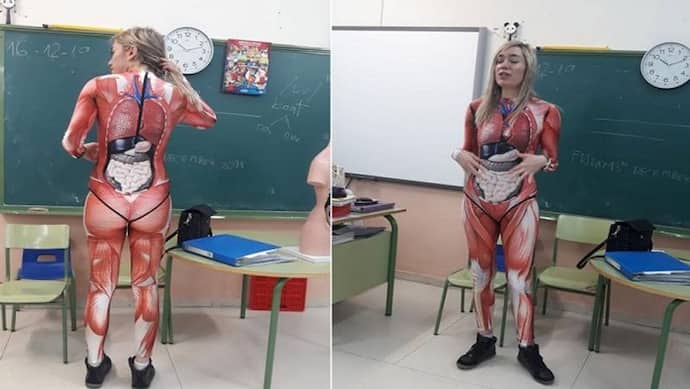 इस टीचर ने बच्चों को साइंस पढ़ाने के लिए पहना 'एनाटॉमी बॉडीसूट', अनोखा प्रयोग सोशल मीडिया पर वायरल
