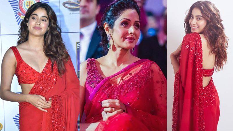 Janhvi Kapoor wore her red Manish Malhotra sari at Umang 2020 with a sexy  beaded blouse | VOGUE India