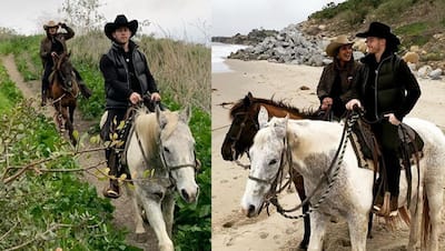सिर पर बड़ी सी हैट, समुंदर का किनारा, पति का साथ और घोड़े की सवारी करती नजर आई प्रियंका चोपड़ा