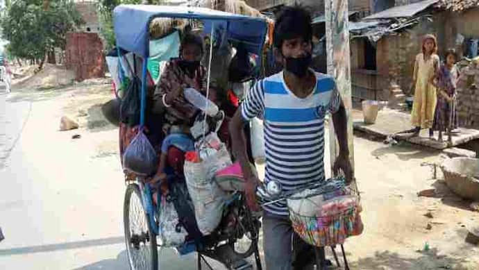 4800 रूपए में रिक्शा खरीदा, सामान लाद बीबी-बच्चे को बिठाया, फिर 1600 किमी की यात्रा पर निकला शख्स