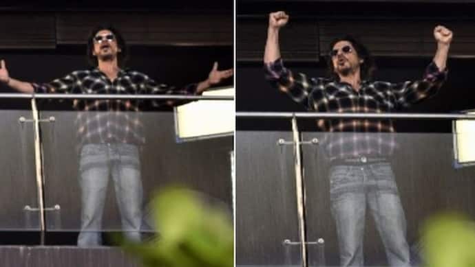शाहरुख खान ने शुरू की शूटिंग, अपने घर 'मन्नत' की बालकनी में कैमरों के सामने यूं पोज देते आए नजर