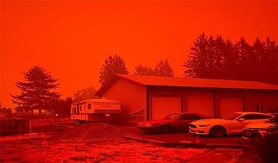 कोरोना-चुनाव के बीच अमेरिका से सामने आई भयानक तस्वीरें, 1 हफ्ते से जंगल में लगी भीषण आग से लाल हुआ आसमान