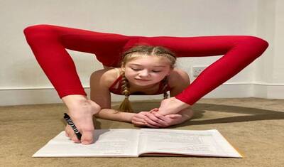 रबर-सा लचीला है 13 साल की इस बच्ची का शरीर, लैपटॉप चलाने से लेकर होमवर्क बनाना है दाएं पैर का खेल