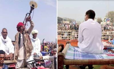 तस्वीरों में देखिए राहुल गांधी के राजस्थान दौरे की झलक, ट्रैक्टर बना मंच तो किसानों ने बजाए ढोल-नगाड़े