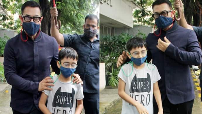 कैमरा देखते ही नजरें झुका ली आमिर खान के 9 साल के बेटे ने, फिर अचानक बनाने लगा अजीबोगरीब मुंह
