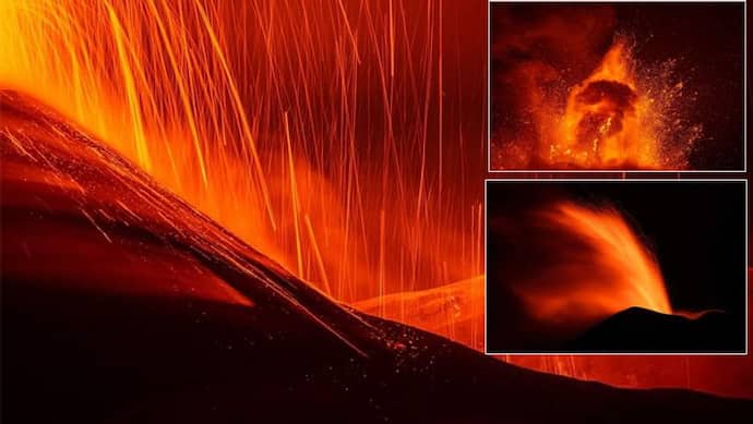 यूरोप का माउंट एटना ज्वालामुखी फिर उग्र हुआ, सैकड़ों फीट ऊपर तक उठीं आग की लपटें
