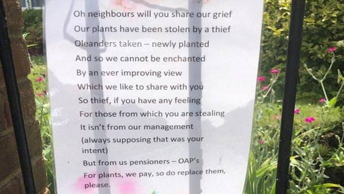 गार्डन से चोरी हो जाते थे पौधे, बुजुर्ग माली ने चोर के लिए लिखी इमोशनल कविता