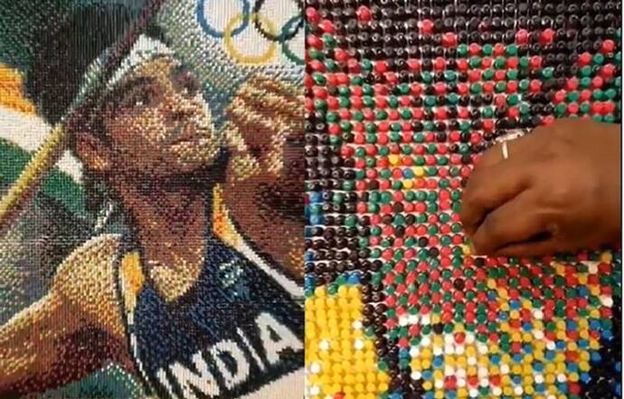Mosaic आर्ट से अनोखे ढंग से दी Tokyo Olympic के गोल्ड मेडलिस्ट नीरज चोपड़ा को बधाई, आप भी देखते रह जाएंगे