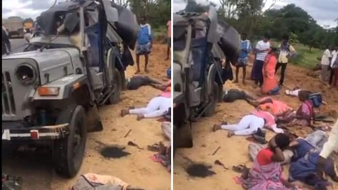 कर्नाटक में तेज रफ्तार जीप खड़ी लॉरी से टकराई, 8 की मौत; सामने आया accident का Shocking वीडियो