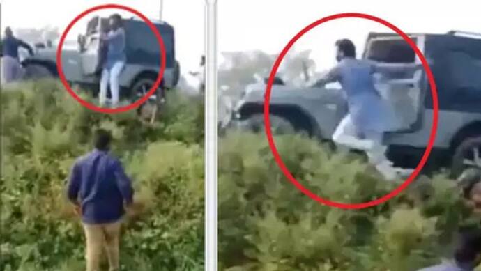 लखीमपुर हिंसा: जीप से उतरकर भाग रहे शख्‍स को यूजर कह रहे मंत्री का बेटा, लेकिन सच कुछ और..