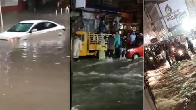 Shocking वीडियोज: भारी बारिश ने हैदराबाद में मचाई तबाही, बाढ़ में बह गए 2 लोग; घरों-दुकानों में भरा पानी