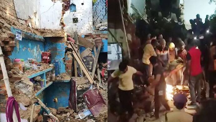 UP में घर गिरा और खत्म हो गया परिवार: सोते वक्त भरभराकर ऊपर गिरा तीन मंजिला मकान, 5 की मौत, 6 बुरी तरह जख्मी