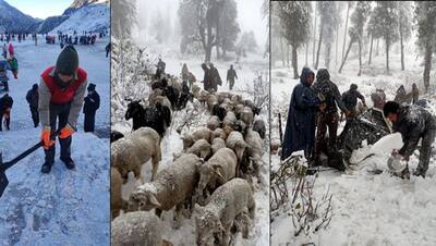 PHOTOS: मौसम बड़ा बेईमान है: कश्मीर और उत्तराखंड में बिछी बर्फ की चादर, फिर भी नहीं रुकी 4 धाम यात्रा