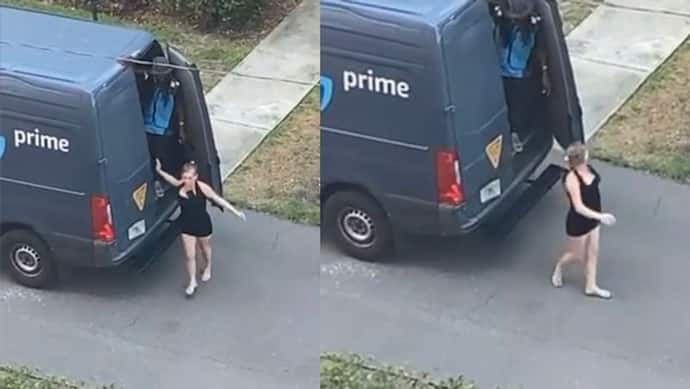 ब्लैक ड्रेस- लड़खड़ाती चाल...Amazon वैन के पिछले दरवाजे से निकली लड़की को देख भड़के लोग, कंपनी ने लिया एक्शन