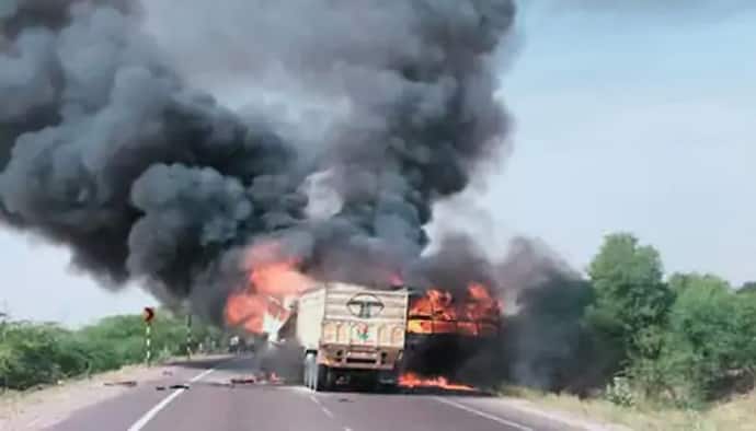 राजस्थान में भयानक हादसा: हाइवे पर बस-ट्राले की टक्कर में जिंदा जले 12 लोग, आग लगते ही हुआ बड़ा धमाका