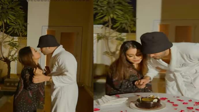 Neha Kakkar ने  रोमांटिक अंदाज में Rohanpreet Singh का मनाया बर्थ डे, Kiss कर कहा-काटो केक, देखें Video