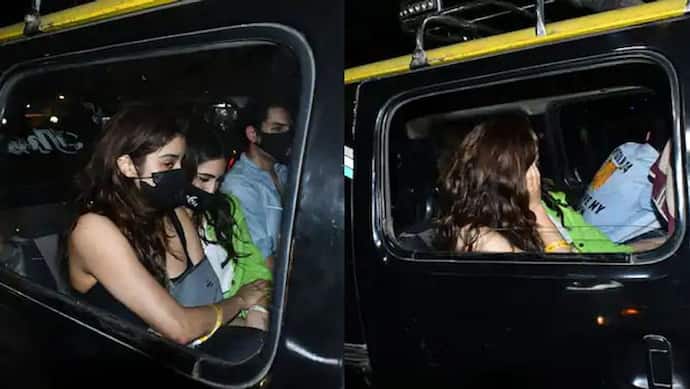 लग्जरी गाड़ी छोड़ टैक्सी में घूमती नजर आई Janhvi Kapoor-Sara Ali Khan, इन्हें देखते ही छुपाया चेहरा
