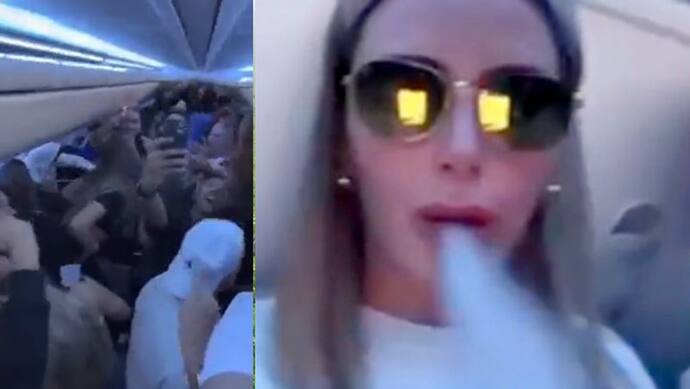 हवाई जहाज के अंदर धुंआ उड़ाती लड़किया-जमकर हुई पार्टी, वीडियो वायरल होने पर लिया गया बड़ा एक्शन