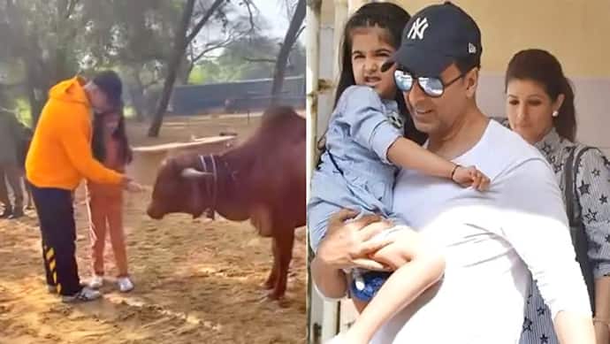 वेडिंग एनिवर्सरी पर बेटी संग गाय को चारा खिलाते दिखे Akshay Kumar, बोले- बच्चों को ये करवाने में एक अलग खुशी
