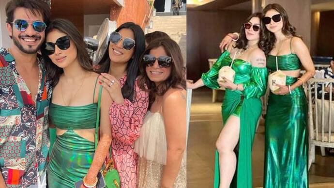 पूल पार्टी में हरी बोल्ड ड्रेस में दिखी नई नवेली दुल्हन Mouni Roy, मांग में सिंदूर और गॉगल लगाए आई नजर