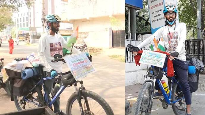 Save Nature और Donate Blood थीम को लेकर साइकिल से की नॉर्थ-साउथ भारत की 11000 किमी की यात्रा