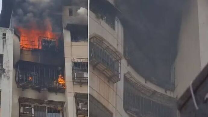 मुंबई के एनजी रॉयल पार्क इलाके में बिल्डिंग में लगी आग से मची अफरा-तफरी, सामने आया वीडियो