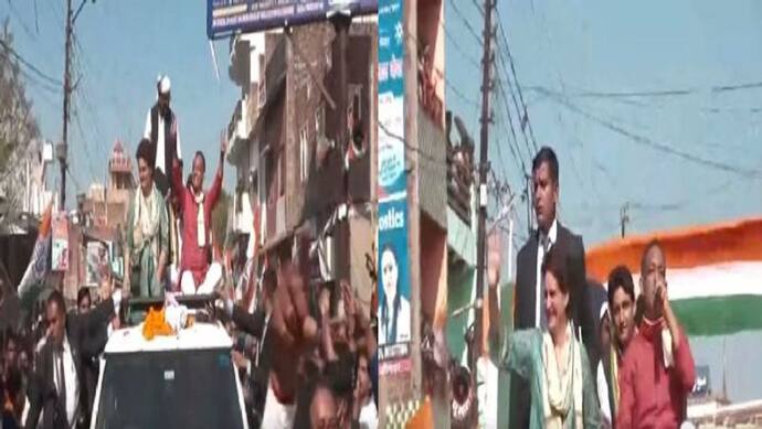 यूपी चुनाव: कांग्रेस महासचिव प्रियंका गांधी ने जौनपुर में किया रोड शो, लोगों ने फूल बरसाकर किया अभिवादन
