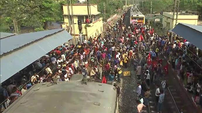 Bharat bandh 2022 : ट्रेड यूनियनों की हड़ताल का कई राज्यों में असर, बंगाल में ट्रेन रोकी, केरल में बसें भी बंद
