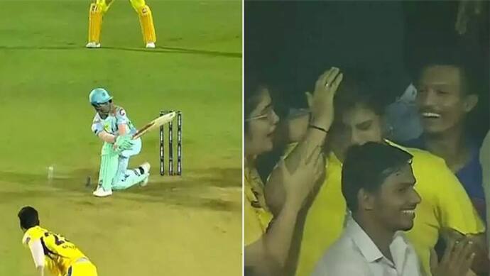 IPL 2022, CSK vs LSG: खिलाड़ी ने मारा ऐसा छक्का की चेन्नई की फैन को लगी बॉल, सिर पकड़कर बैठ गई घायल महिला