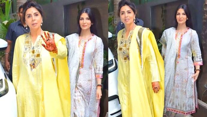 रणबीर आलिया की हल्दी सेरेमनी में रिद्धिमा के साथ नजर आईं नीतू कपूर, पीले सूट में बेटी के साथ दिए पोज 