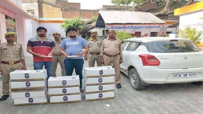 शाहजहांपुर में फर्जी नंबर प्लेट लगाकर शराब की तस्करी करने वाले 4 गिरफ्तार, 24 पेटी शराब हुई बरामद 