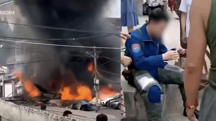 चीनी वायु सेना का लड़ाकू विमान हुआ क्रैश, दर्जनों मकानों में लगी आग, 1 की मौत, दो घायल