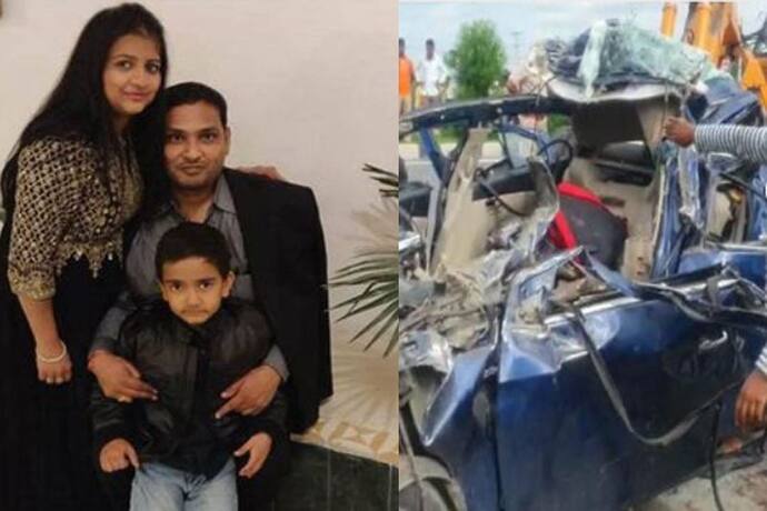 राजस्थान में भयानक एक्सीडेंट: कार की छत निकलकर दूर जा फिकी, पति-पत्नी और बेटे की दर्दनाक मौत