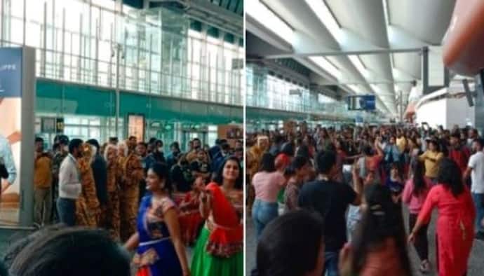 बेंगलुरू हवाई अड्डे पर महिलाओं और बच्चोंं ने शुरू कर दिया गरबा, जानिए एयरपोर्ट मैनेजमेंट ने क्या दिया रिएक्शन 