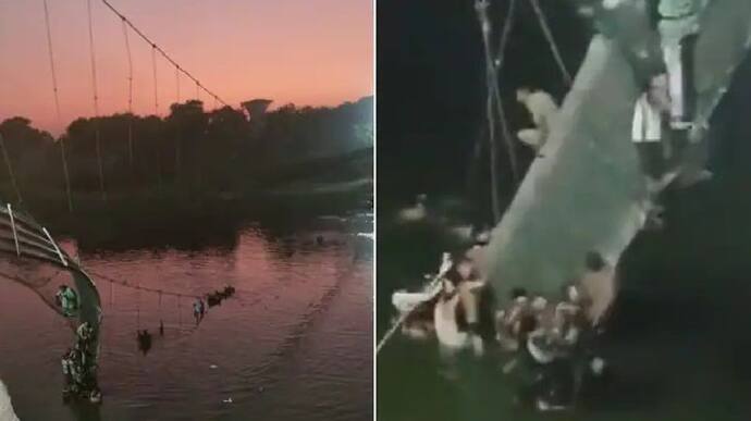  गुजरात के मोरबी में केबल ब्रिज टूटा, 400 लोग नदी में गिरे, कई के मारे जाने की आशंका, 140 साल पुराना था पुल