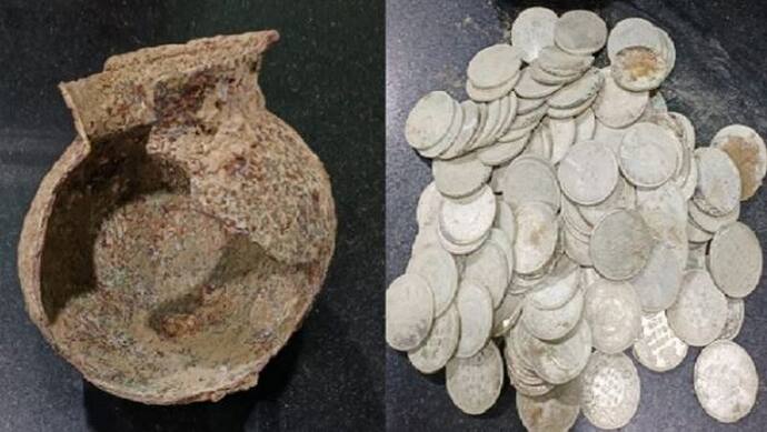 लखनऊ में खुदाई के दौरान घड़े में निकले चांदी के सिक्के, खजाने को देखने के लिए उमड़ा लोगों का हुजूम