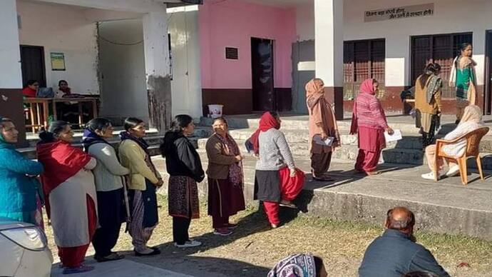 Dharamshala Voters wait in a queue