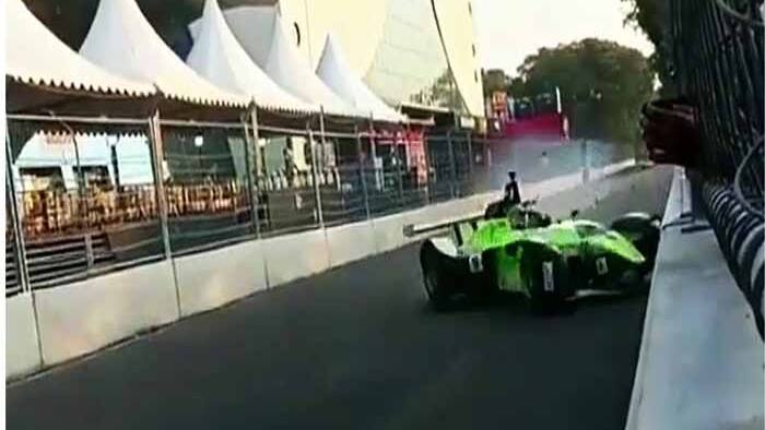 Minor accident during Indian Racing League in Hyderabad