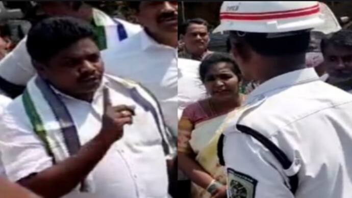 YSRCP leader Golagani Srinivasa Rao abuses traffic police