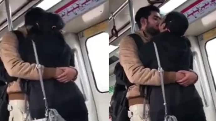 delhi metro viral video of couple kissing