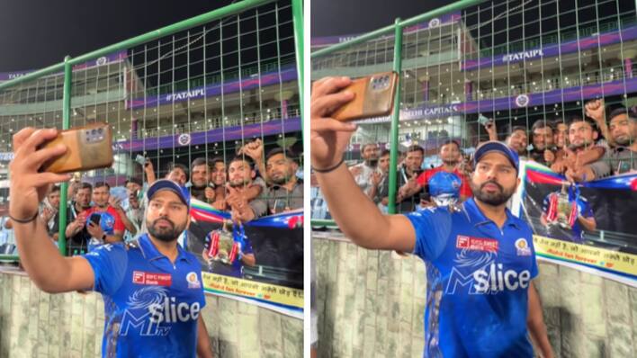 Rohit Sharma take selfie with fans