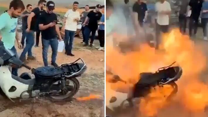 bike fire stunt goes wrong