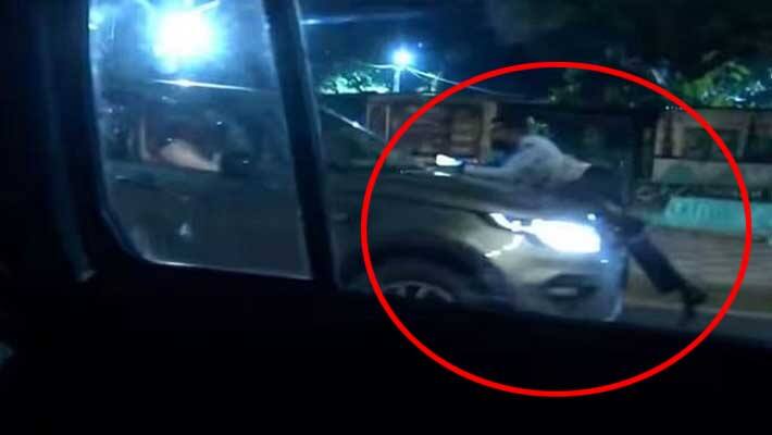 delhi suv viral video man dragged in car bonet for 3 kilometers