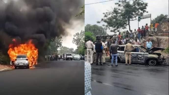 car burn in bhopal city