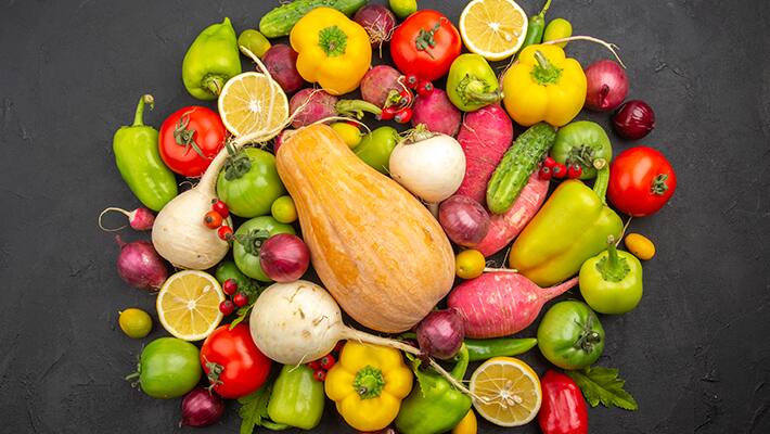 Colorful fresh foods