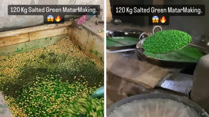 Viral video of making green fried matar