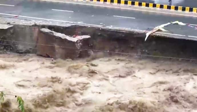 WATCH: Massive chunk of National Highway collapses in Himachal Pradesh amid heavy rain